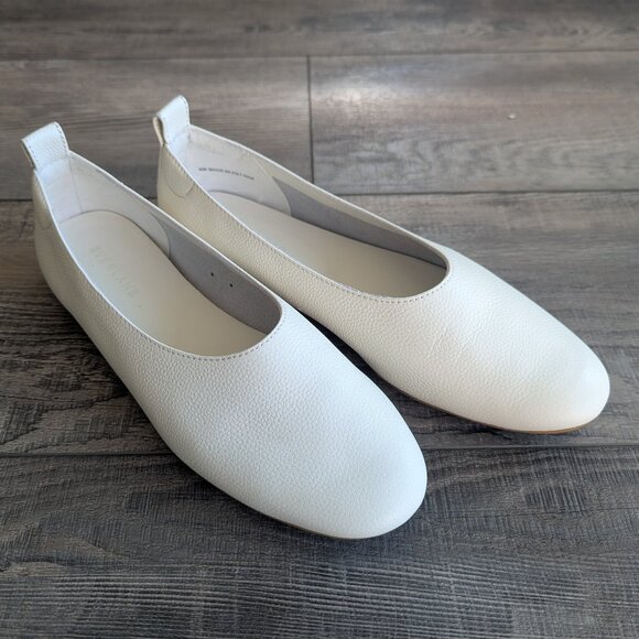 Everlane Womens 6 The Day Glove Classic Minimalist Leather Flats in Canvas White - Picture 1 of 8